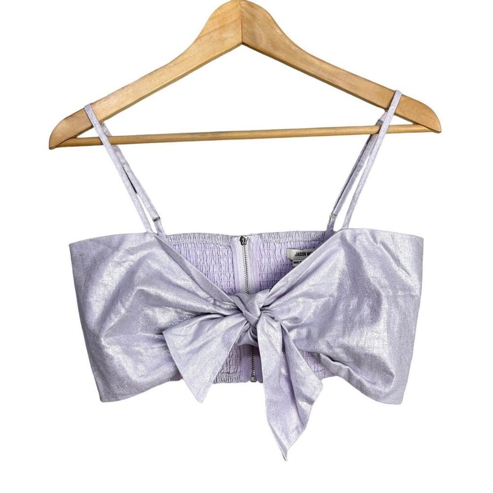 NWT Jason Wu Luminous Lavender Shimmery Tie Front Crop Top Small
